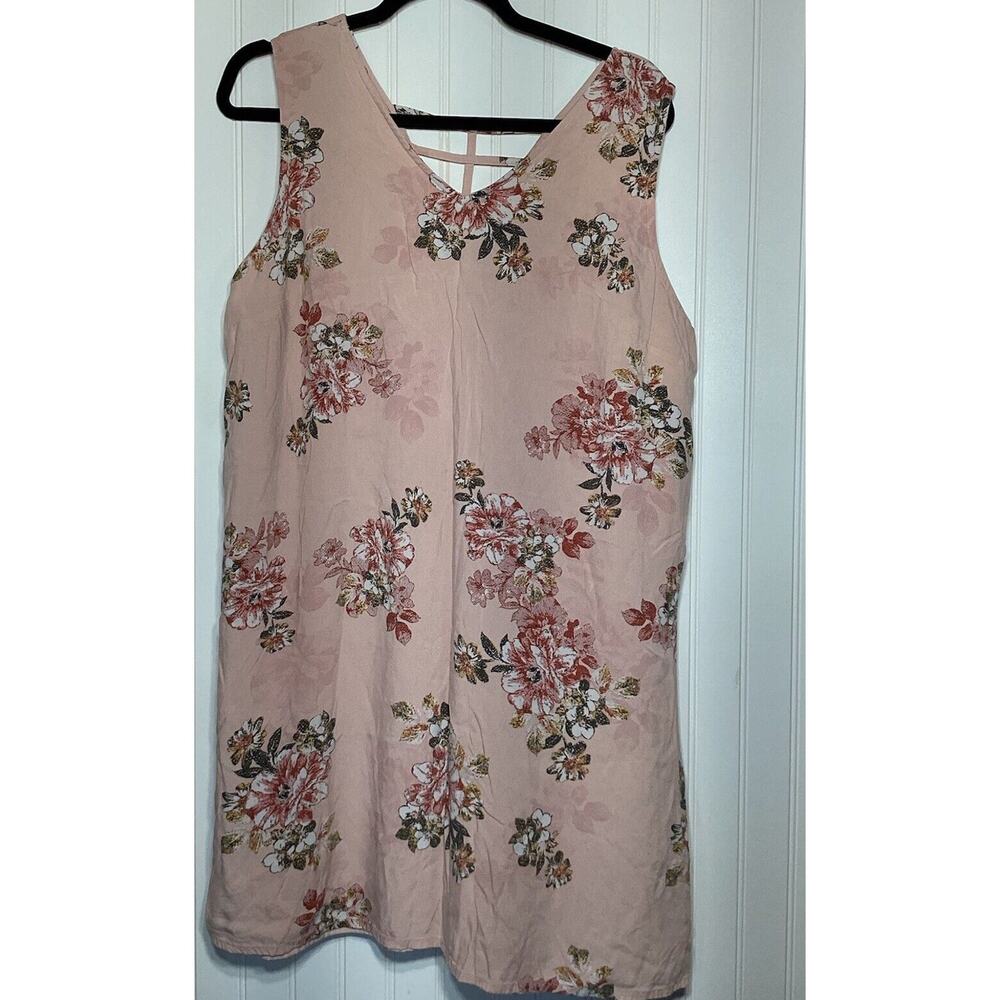 Maurice Pink Floral Sleeveless V-neck Dress Size XLarge